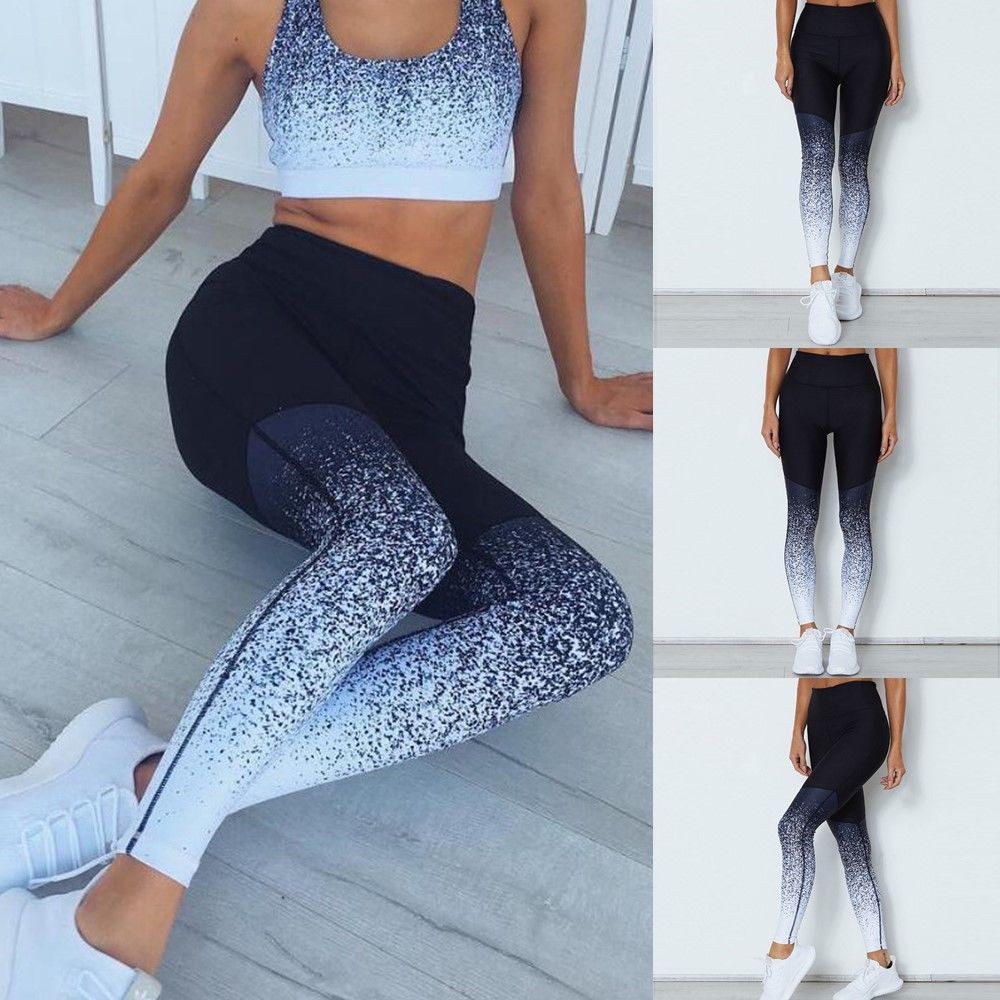  Celana  Legging  Panjang Wanita Motif Print untuk  Olahraga  