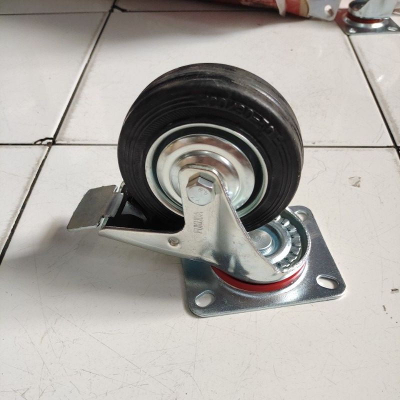 roda karet 4&quot; hidup+rem/ roda troly 4&quot; hidup+rem/ roda Caster 4&quot; hidup+rem