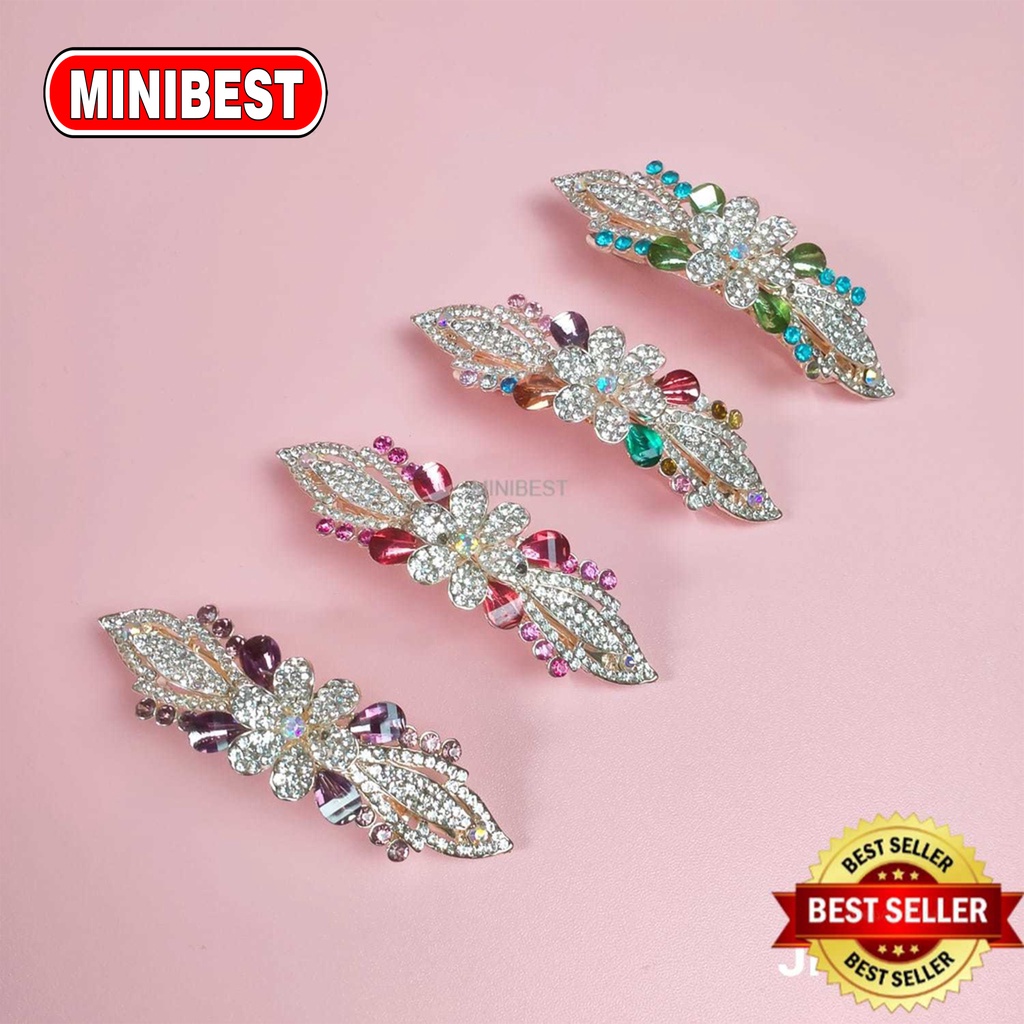 [MB] Jepit Rambut PREMIUM Otomatis 9cm Jedai Besi Alloy Jepit Ponytail Kristal Mutiara Rhinestone Elegant Barrette Hair Clip