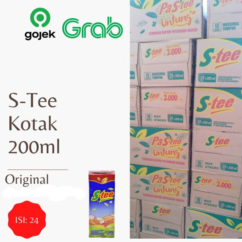 

S Tee Teh Kotak Siap Minum Kemasan Tetra 200ml Grup Sosro Harga 1 Pcs Kotak Bukan Dus Siap Kirim Gojek Gosend Grab