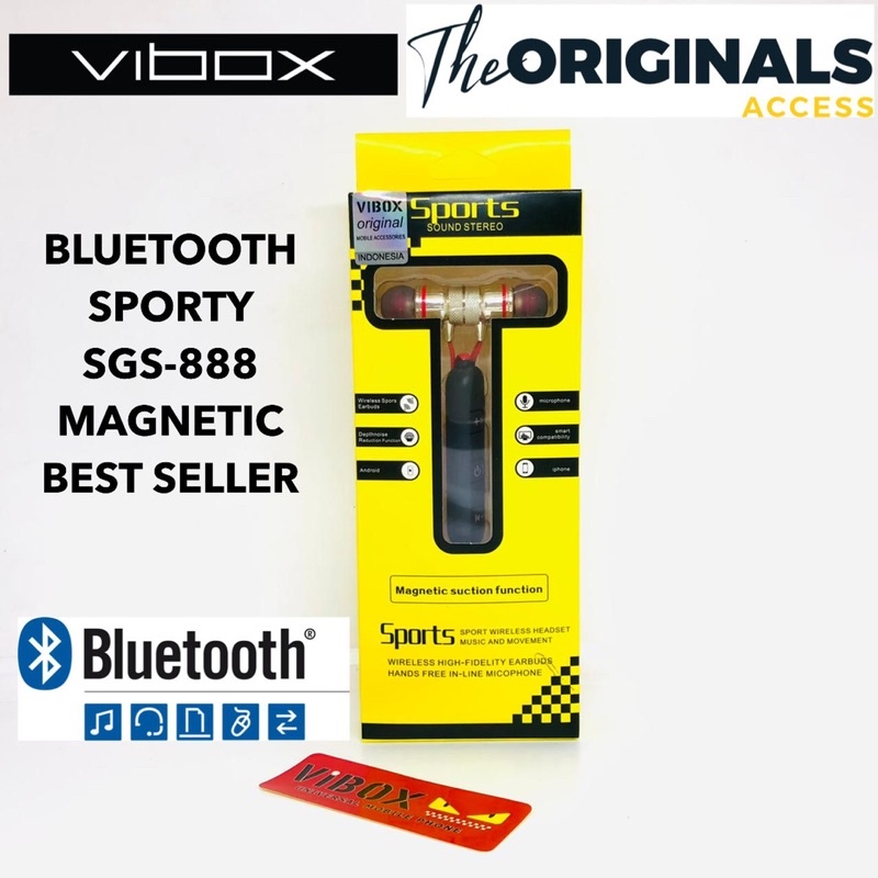HANDSFREE HEADSET EARPHONE WIRELESS MAGNET SPORT SGS-888 BISA COD MURAH