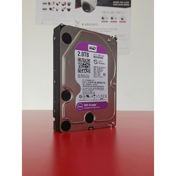 Harddisk Sata WD Purple 2TB HDD 3.5 Khusus Untuk CCTV