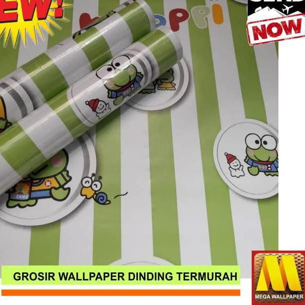 Ods17 Promo Grosir Wallpaper Dinding Stikerdinding Dekorasi Kamar Keroppi Salur 45 Cm X 10 Mtr