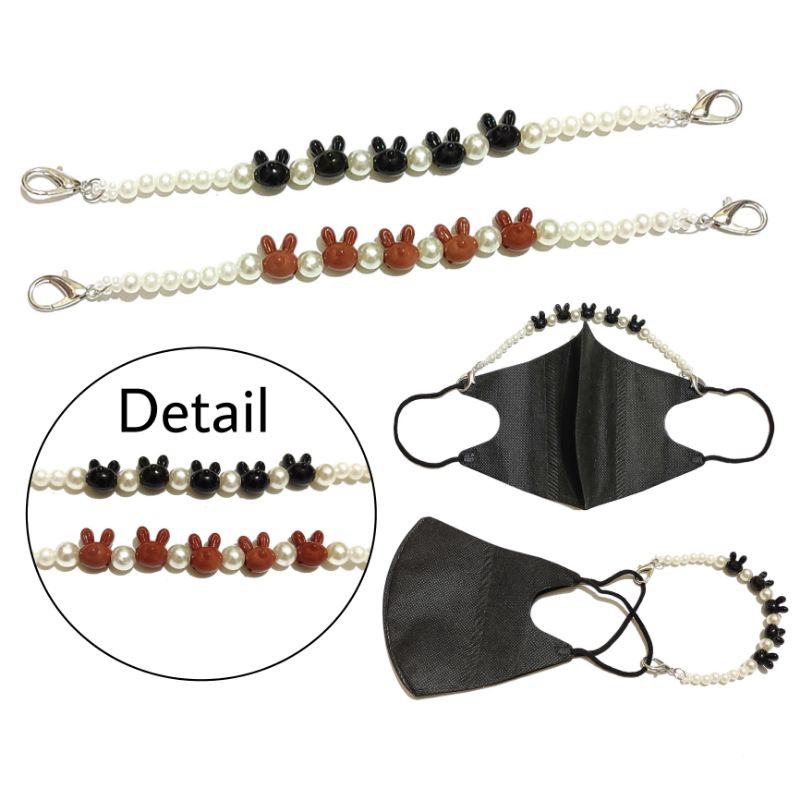 Konektor Masker Hijab Mask Connector Strap Extender Rabbit Pearl Series Kelinci Mutiara