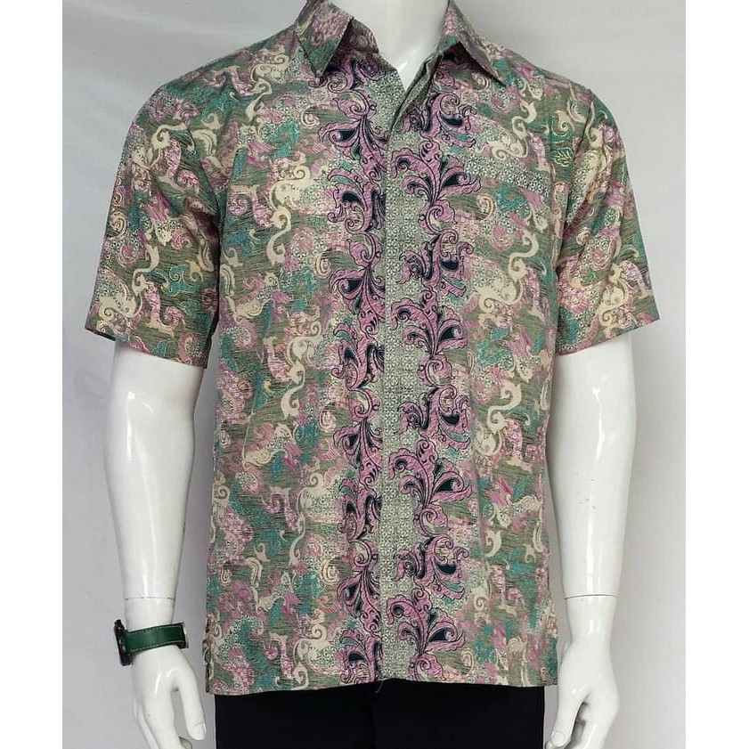 Kemeja Batik Pendek Pink Mewah / Batik Modern