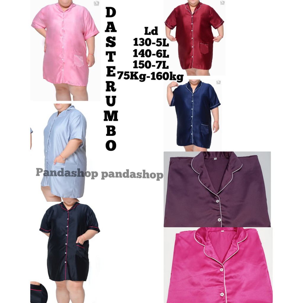 baju daster jumbo satin polos wanita dewasa big size ld 120 130 140 150