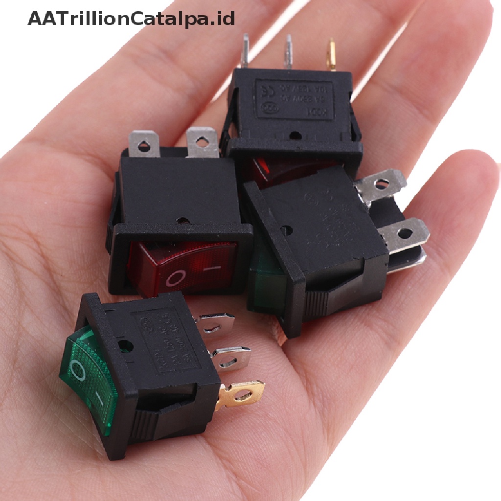 Aatrillioncatalpa 5PCS Saklar Rocker Switch 2 Posisi 3 / 4 Pin Dengan Lampu