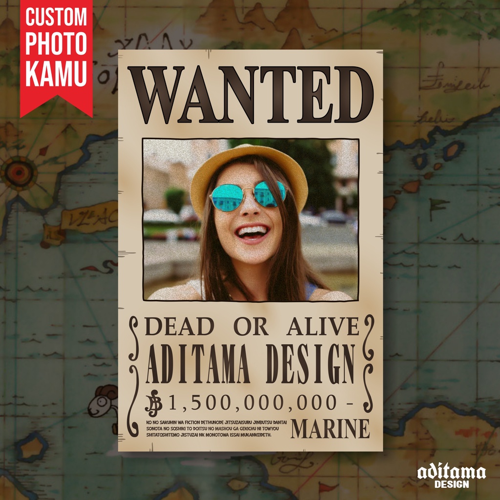 Poster Bounty One Piece Custom photo sendiri - Poster One Piece Wanted - Marine One Piece - Poster B