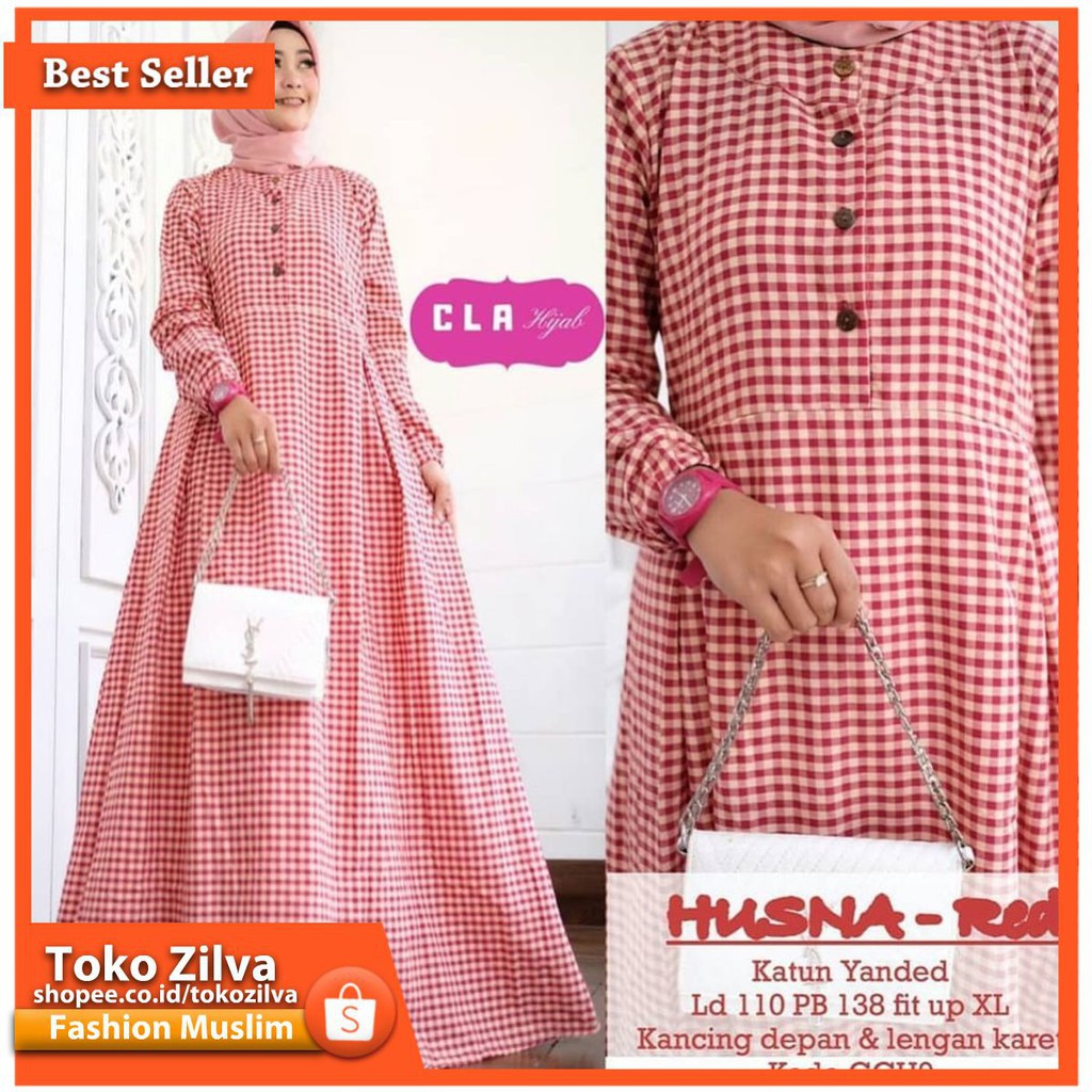 REAL PICT BARANG SESUAI PICT MURAH PAKAIAN MUSLIM ANAK 999/ Baju Wanita Gamis Syari Husna Maxi Dress