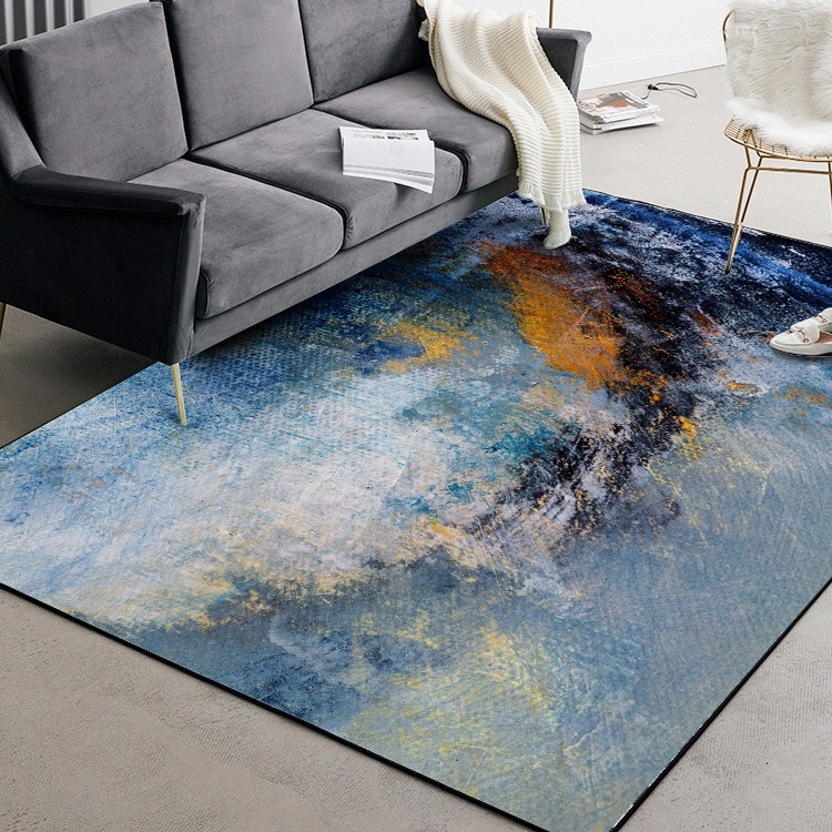 Karpet yang modern abstrak minyak seni lukis cat  air biru 