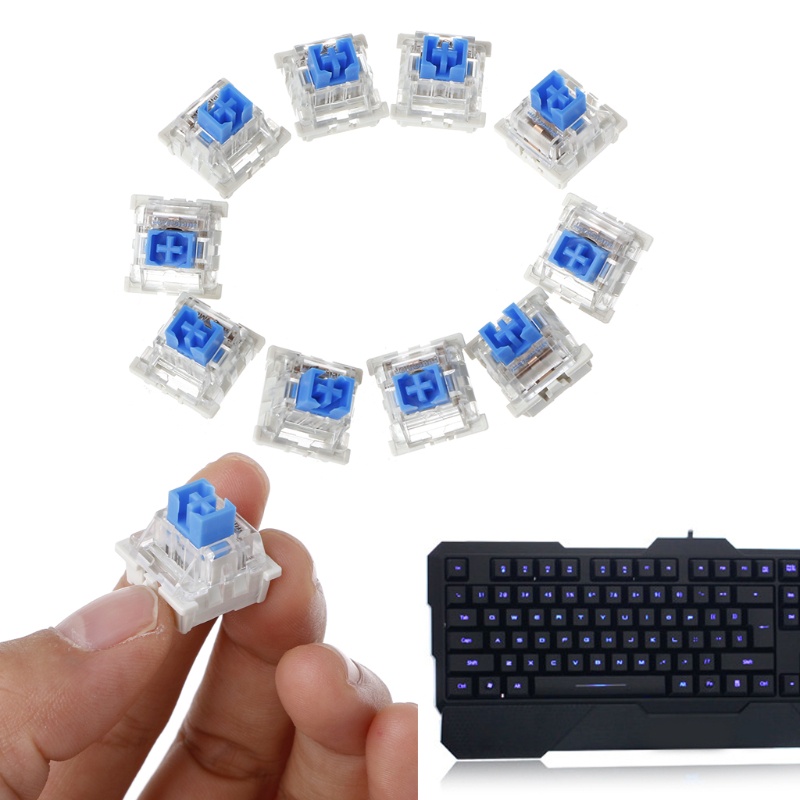 Btsg 10pcs Saklar Biru Anti Air Untuk Keyswitch Poros Keyboard Mekanik Untuk Kunci Te