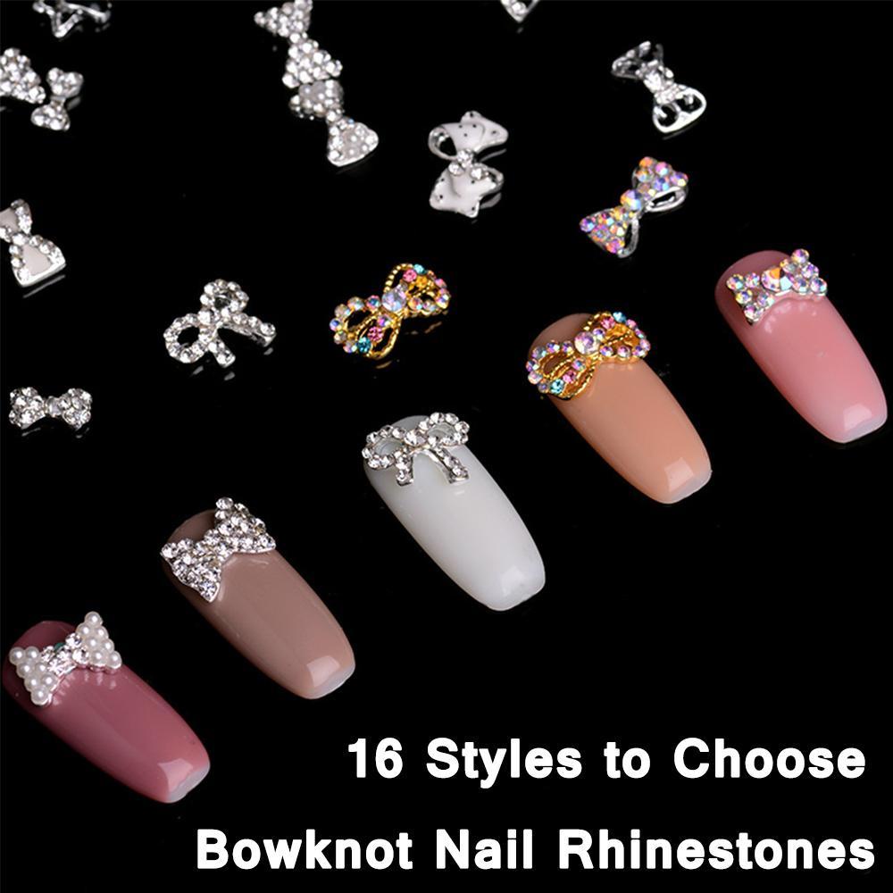 NEEDWAY Bow Nail Rhinestones Super Flash Shiny Charms Kristal Mutiara Kaca Batu DIY Nail Art Dekorasi