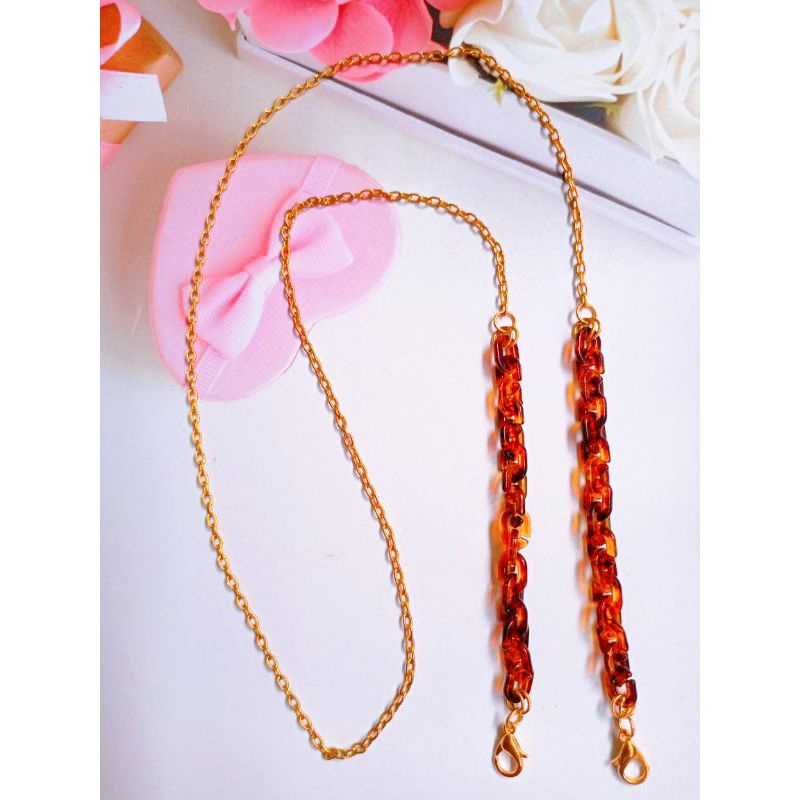Strap Mask / Kalung Masker / Tali Masker / Gantungan Masker Chain Rantai Akrilik Leopard Simple Gold