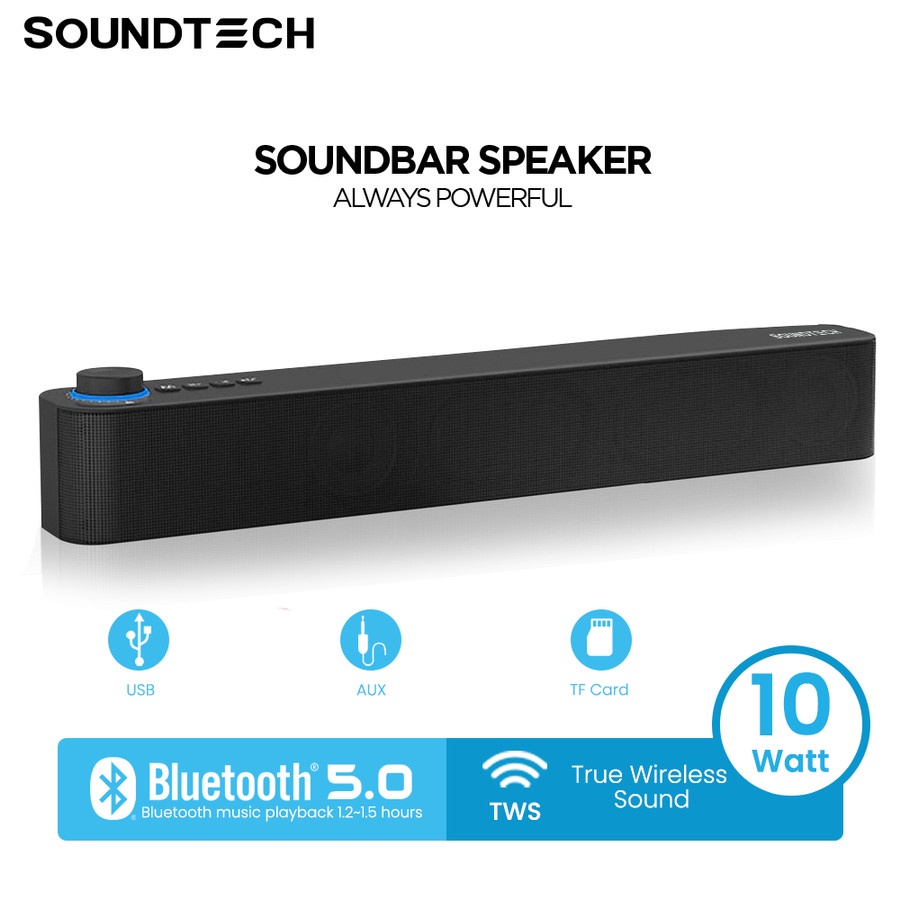 SOUNDTECH Bluetooth 5.0 Mini Audio Soundbar Speaker Aux