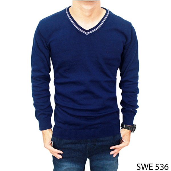 Sweater Pria Motif V-Neck Basic / Premium Quality - Bahan Rajut (COMB)