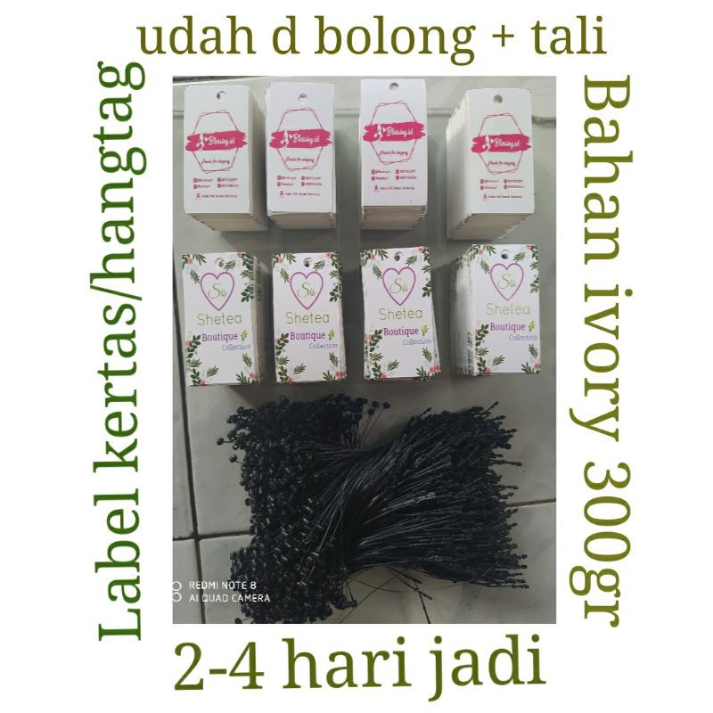 

Label kertas/hangtag, 500pcs,. udah d bolong + tali murah & berkualitas, cocok buat baju, hijab dll