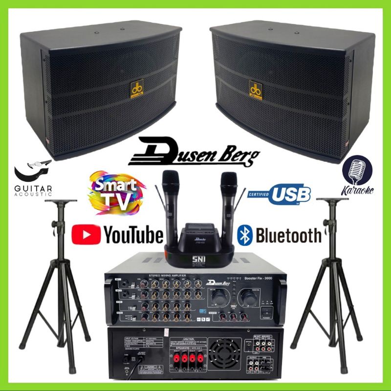 Karaoke Set Dusenberg 10 Inch Musca 10, Live Akustic, 2 Mic Wireless Charger