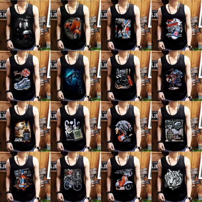 Singlet Lekbong Pria vespa klasik Dan Gambar Lainnya Ready stok semua