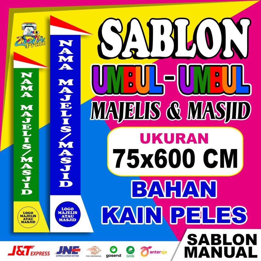 

Sablon Umbul-umbul Masjid / Sekolahan / Majelis - Uk. 75x600 Cm