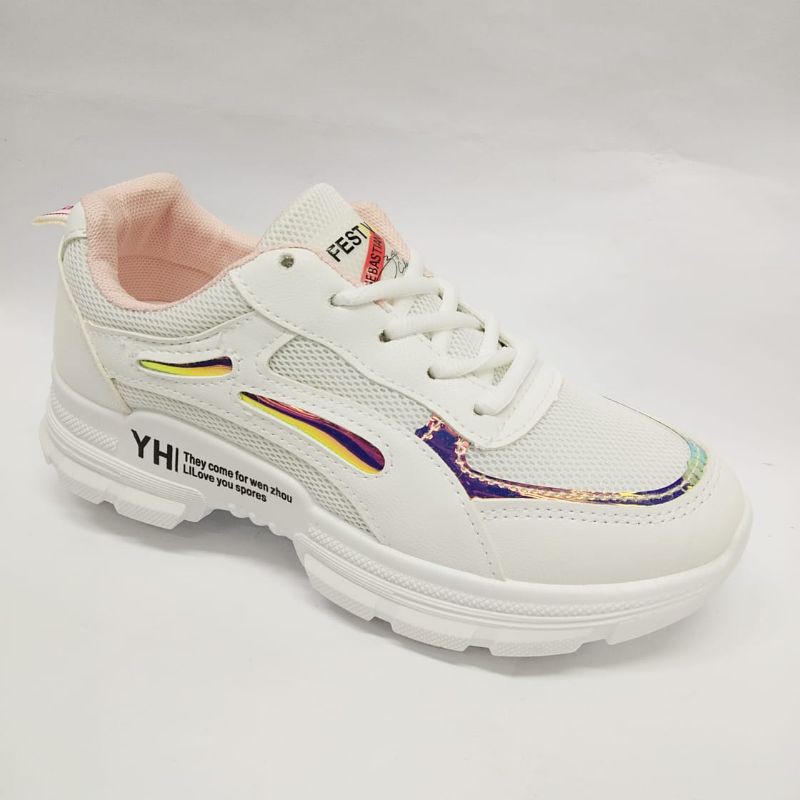 SNEAKERS WANITA TERBARU-Putih pink 917
