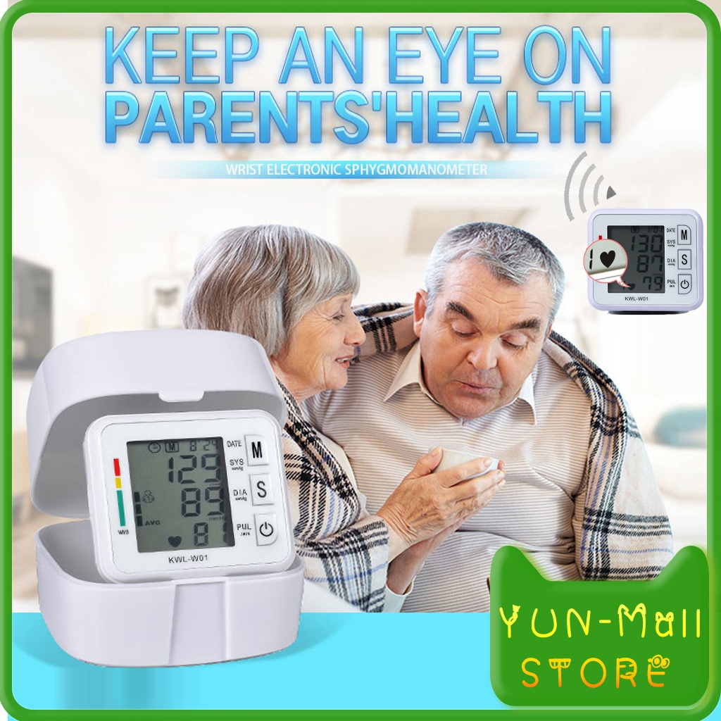 YUN-Mall  Tensi Digital Alat Pengukur Tekanan Darah Tensimeter Digital Sphygmomanometer Elektronik Tipe Pergelangan Tangan Tensimeter Digital Alat Cek Pengukur Tekanan Tensi Darah Otomatis Blood Pressure Monitor