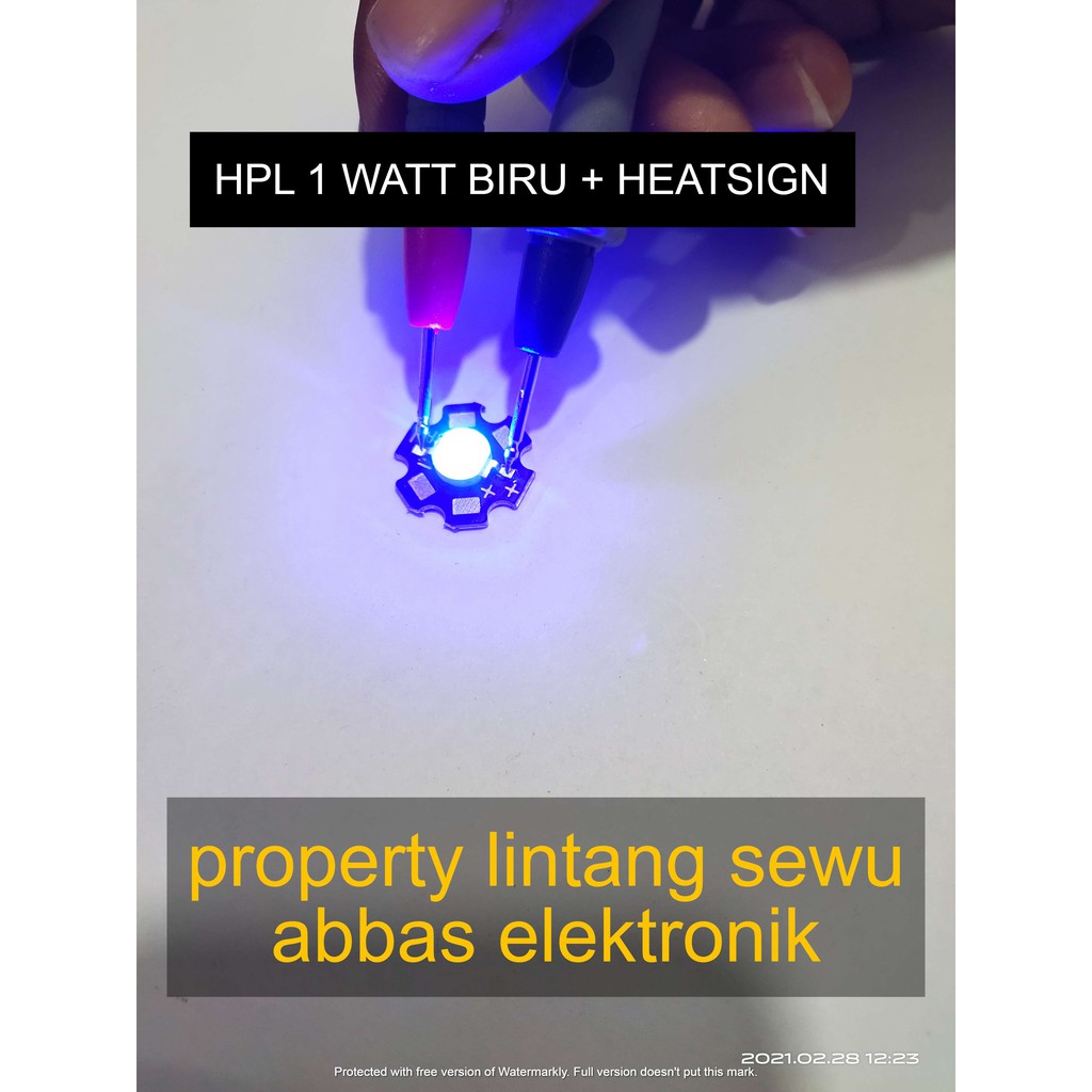 led hpl 1 watt warna BIRU BLUE plus heatsing pendingin