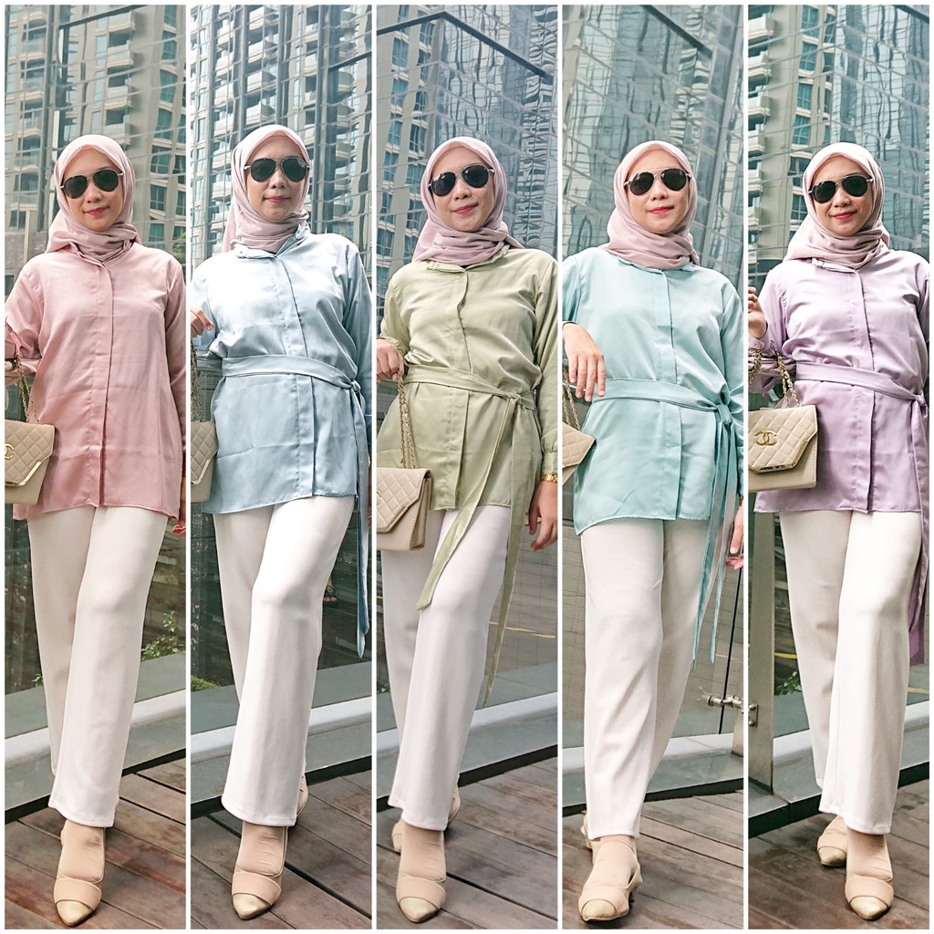 NARA TOP, Kemeja Wanita Dior Armany Silk