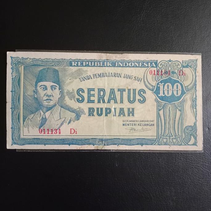 @@@@] uang kuno ori keris 100 rupiah tahun 1947 repair