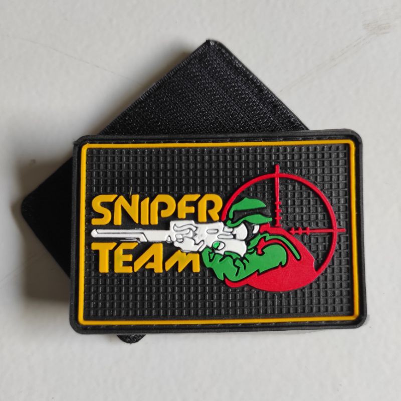 PATCH RUBBER LOGO SNIPER TEAM LIS KUNING/TEMPELAN EMBLEM KARET VELCRO