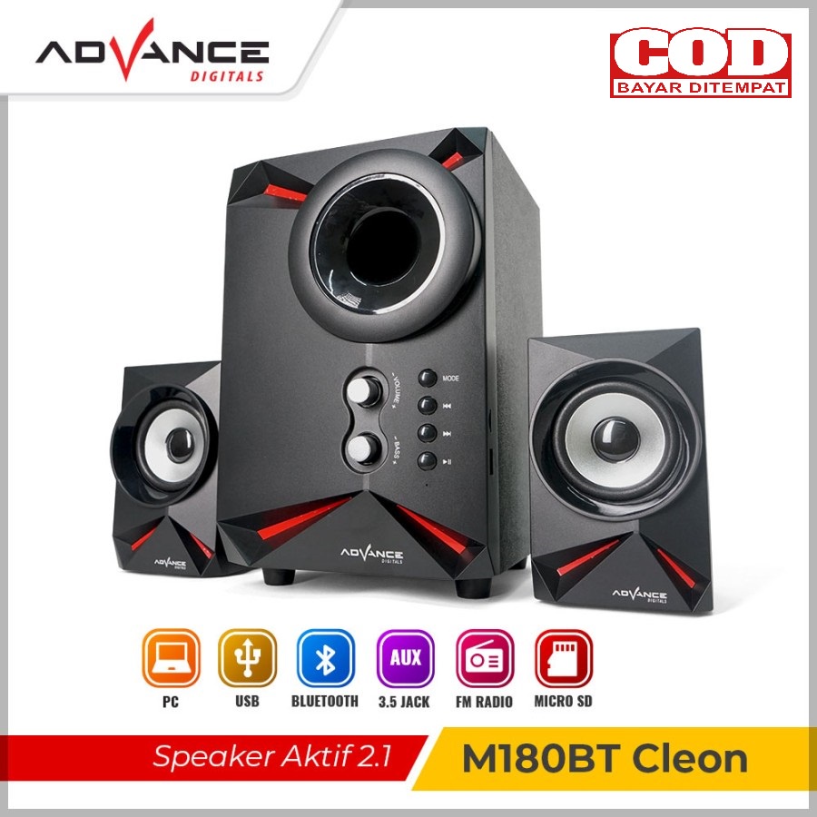 SPEAKER ADVANCE CLEON M180BT Bentuknya Modern, Bass nya Mantap, Support Bluetooth ,TF, FM, USB, RMS 45W - (speaker bluetooth/ speaker aktif/ speaker super bass/ berkualitas tinggi