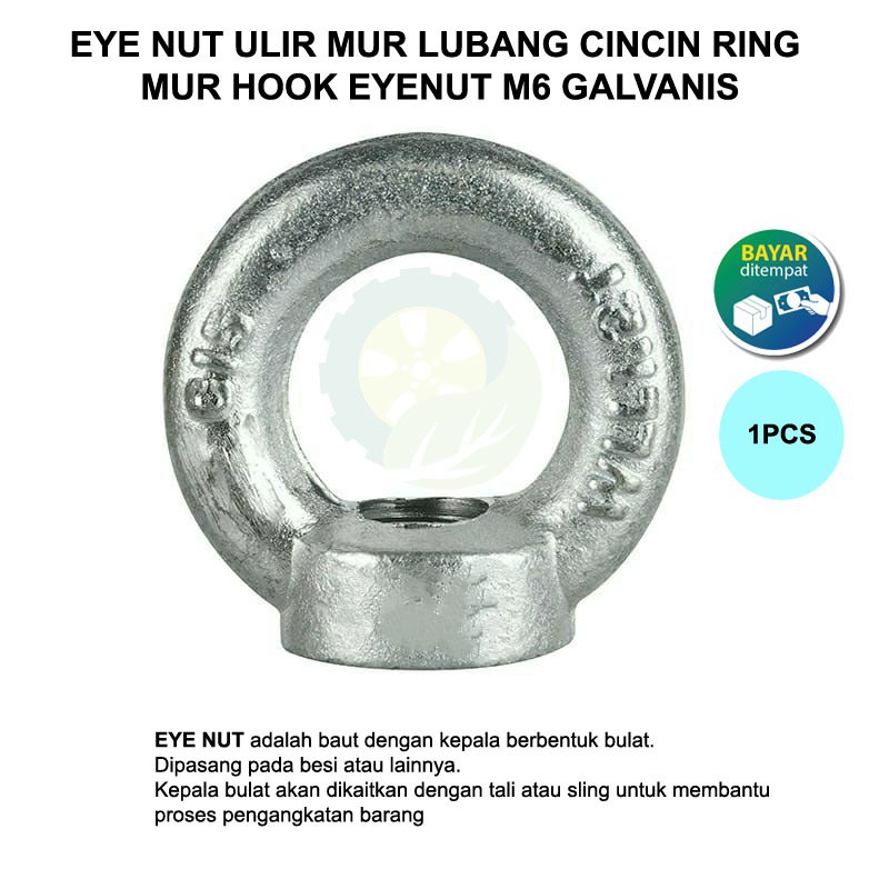Eye Nut Ulir M6 Galvanis Mur Cincin Ring - Mur Hook Eyenut