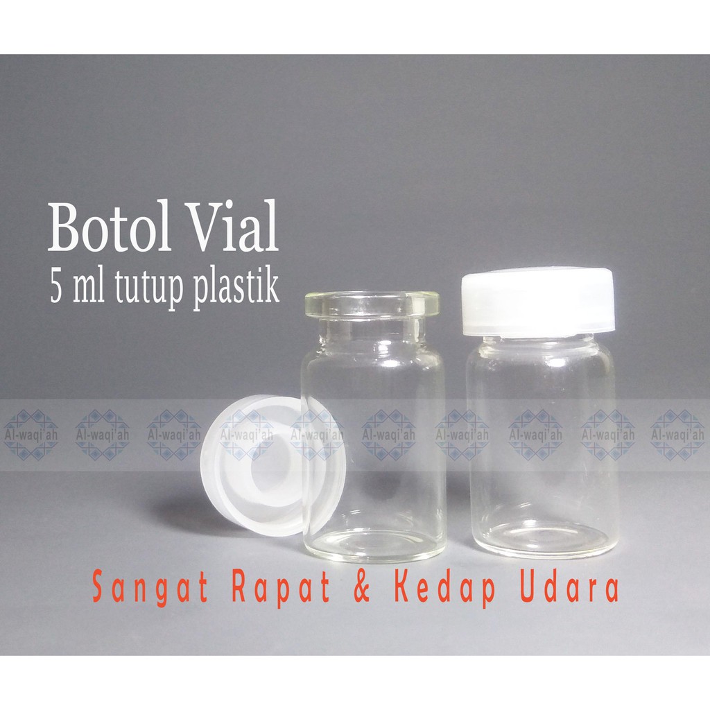 Botol kaca vial tutup plastik 5ML, 8ML, 10ML, 20ML Rapat Anti Bocor & Anti Tumpah
