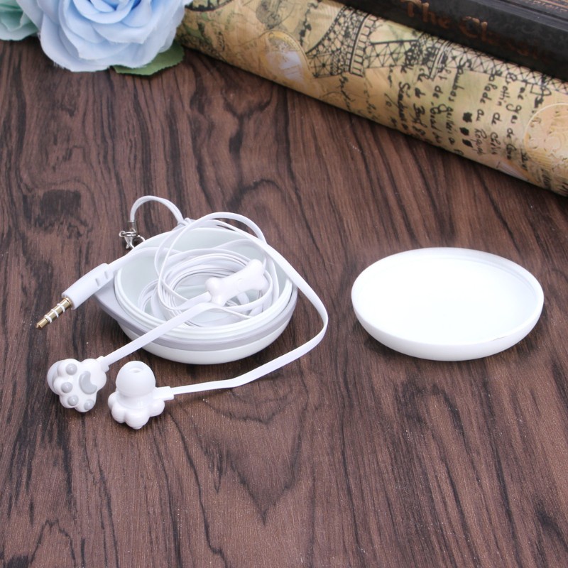 Cre Case Earphone In-Ear Stereo 3.5mm Desain Kucing Lucu Dengan Mic Untuk Anak Perempuan