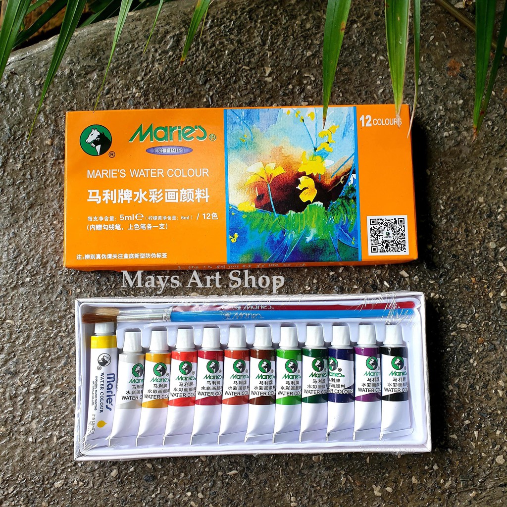 

Cat Air Maries Watercolor Set Isi 12 Warna x 5ml E 1325 / Marie's Cat Lukis 12 x 5 ml Watercolour Water color 12x5ml E 1325/12 Anak / Profesional Kuas
