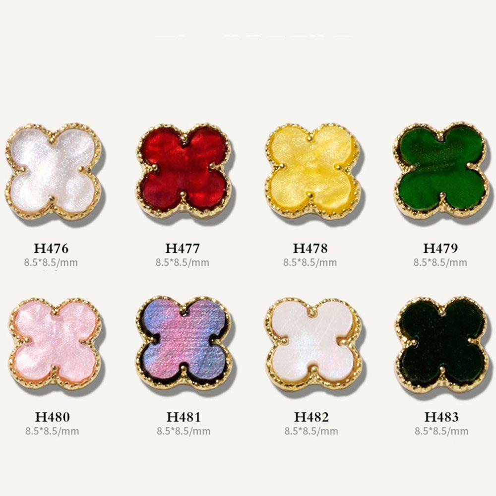Augustina Hiasan Kuku 3D Gaya Jepang Motif Bunga Clover / Daun Semanggi Aksen Berlian Imitasi Untuk Nail Art / Manicure DIY