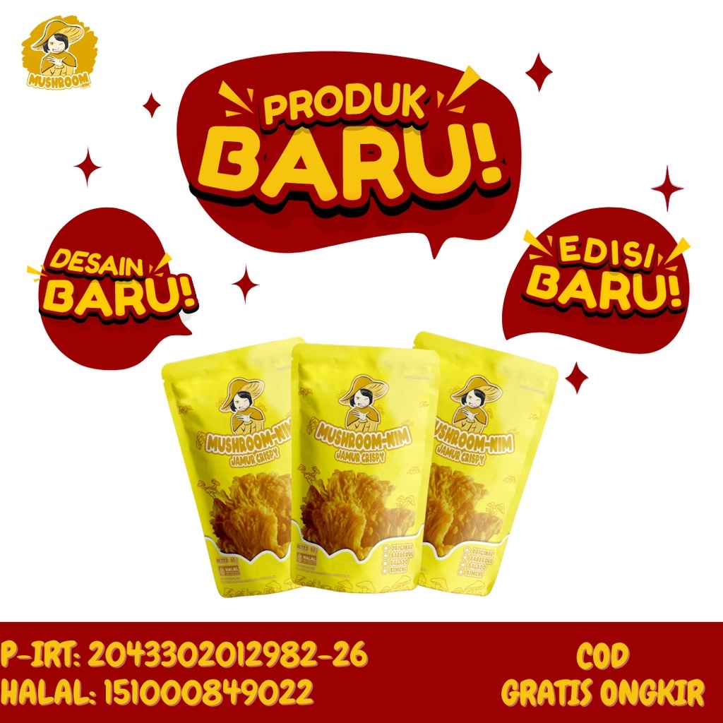 

Jamur Tiram Crispy Mushroom-nim Halal Gurih Siap Makan - Kripik Jamur Krispy Mushroomnim - Keripik Makanan Ringan Kriuk Tanpa Minyak - Snack Cemilan Kekinian Purwokerto