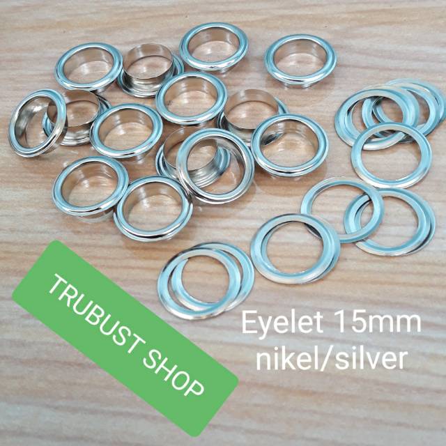 Mata ayam eyelet v28 nikel ukuran lubang 15mm jual /pack isi 100pc
