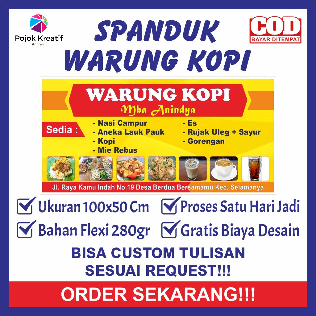 Jual Spanduk Sepanduk Banner Baner Bener Backdrop Plang Promosi Usaha Warung Warteg Warkop Makan