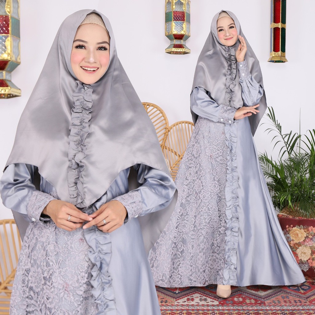 HOPYLOVY Gamis Brukat Sumita Syari + Bergo