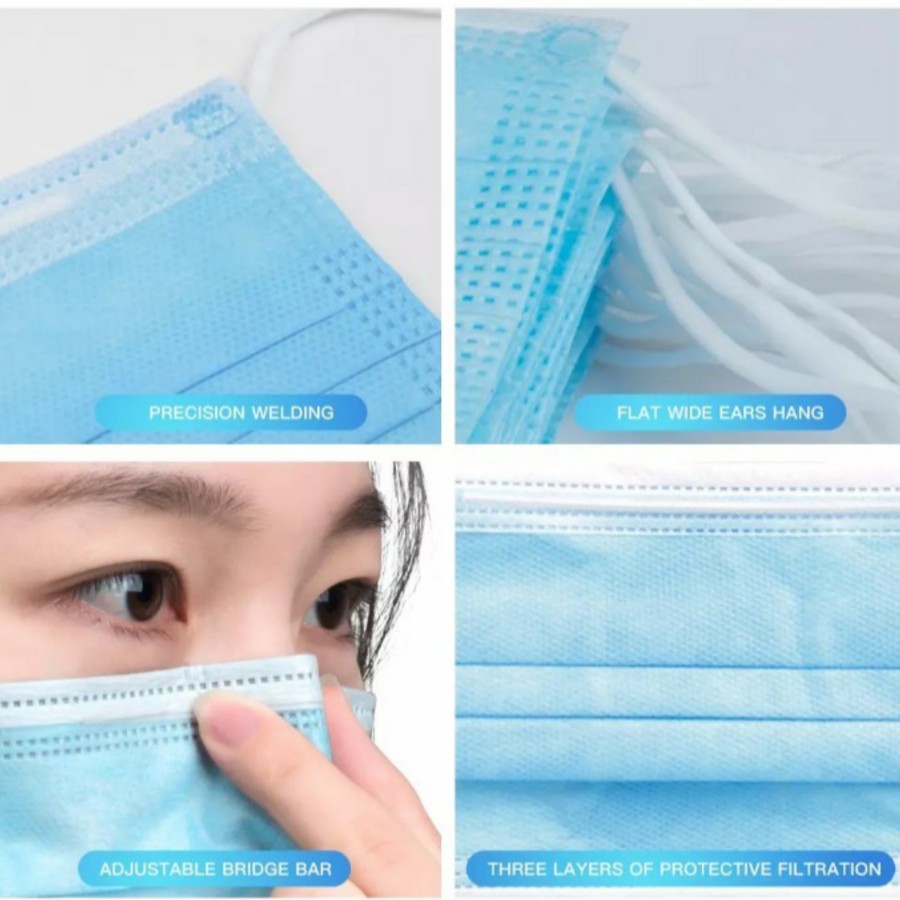 Masker 3 Ply 3Ply isi 50 disposable Surgical mask Masker Bedah Earloop tali tidak mudah putus