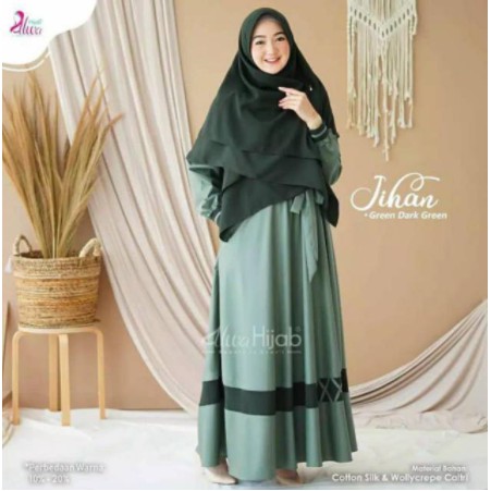 Termurah Gamis Remaja Modern Terbaru lebaran 2021 | Jihan set Syari free hijab Busana Muslim Wanita8