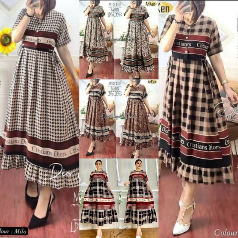 SHOFIA DRESS BERGAMBAR VIRAL  CHIBI BRANDED KOTAK VIRAL DASTER CANTIK KEKINIAN OOTD FASHION WANITA T