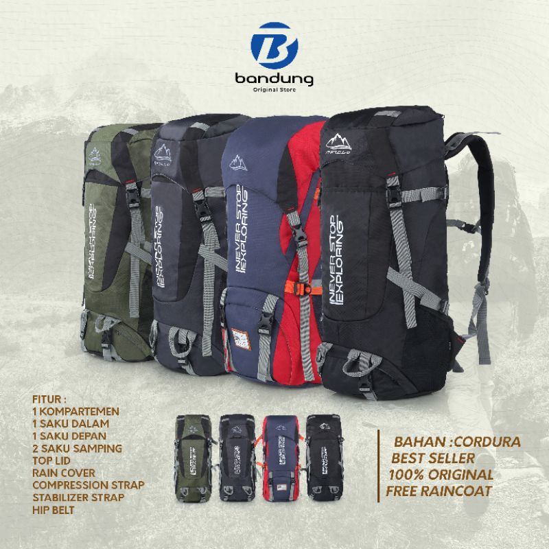 Tas Carrier Pria Hiking Gunung Outdoor 60 - 70 Liter Adventure Keril Distro Original Bahan Cordura | Tas Muncak Mudik Jumbo Besar Murah Original