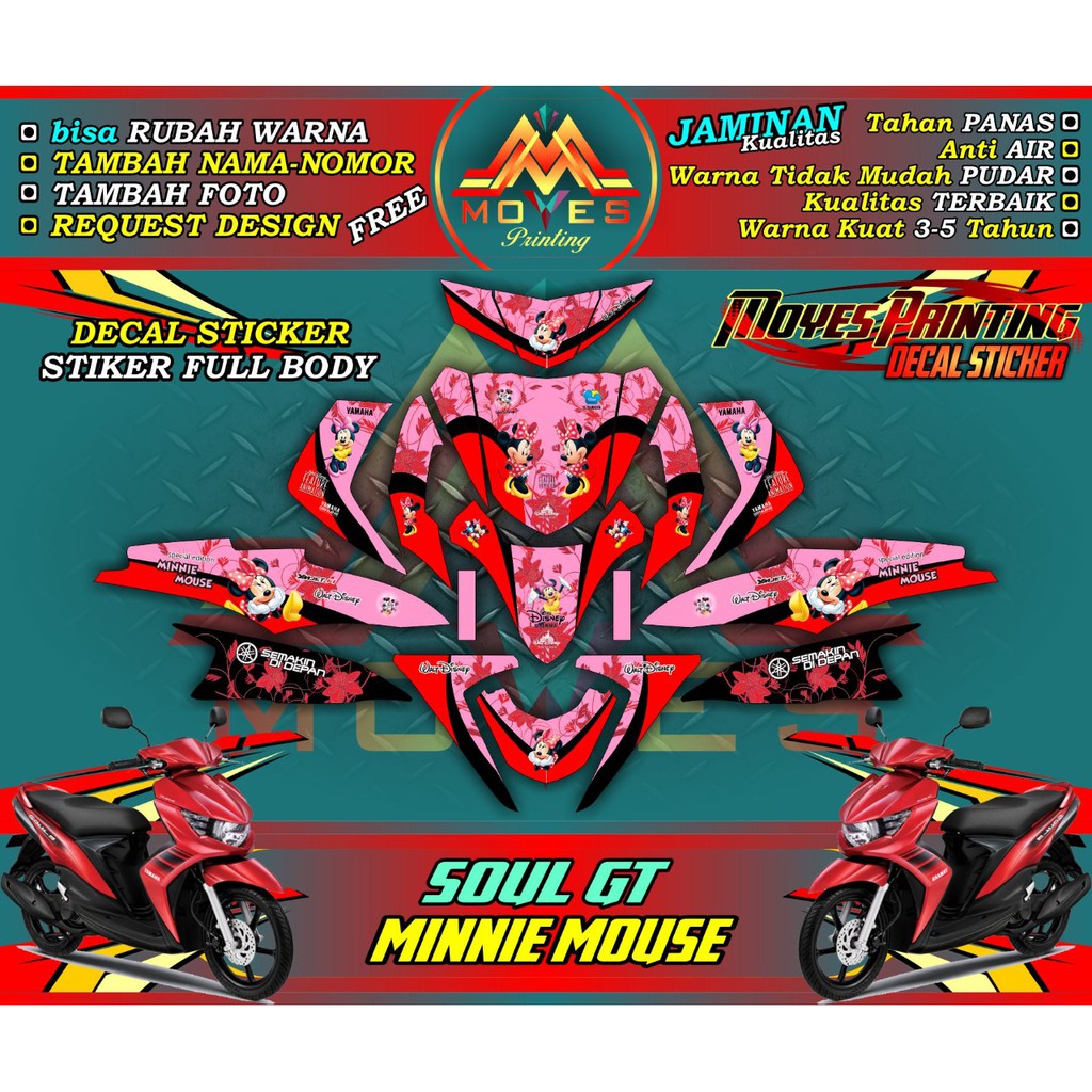 Jual Stiker Motor Mio Soul GT Full Body Decal Stiker Motor Mio Soul GT Fullbody Minnie Mouse Indonesia Shopee Indonesia