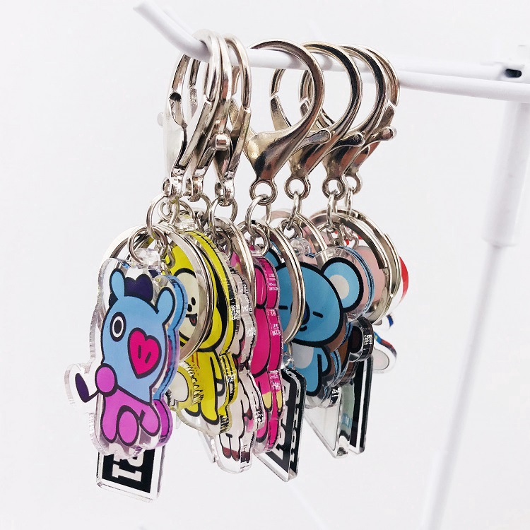 Kpop BTS BT21 GOT7 Blackpink TWICE EXO Gantungan Kunci Akrilik Liontin Keyring Charm Blackpink