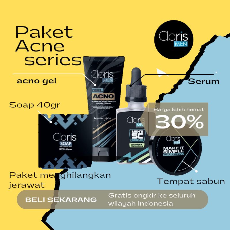 (BISA COD) CLORIS MEN CLORISMEN PAKET ACNE SKINCARE PRIA MASA KINI OBAT JERAWAT FLEK HITAM KOMEDO