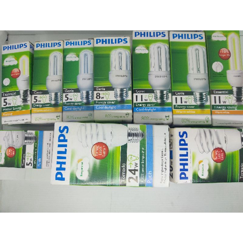 Philips Genie essential tornado white ww e27 e 14 5 watt 8watt 11w lampu hias fitting kecil kuning p