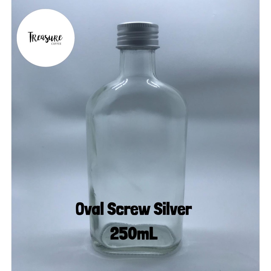 GROSIR Botol Kaca Gepeng 250ml + Tutup Putar (100% Baru)