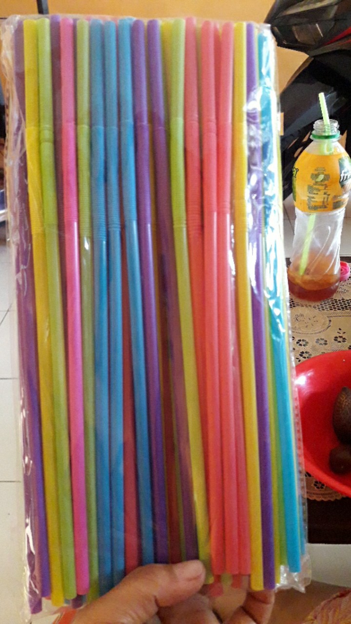 Sedotan Ulir Creative Straw Isi 100pcs Warna Warni