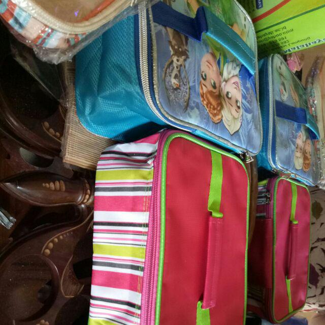 Tas Bekal/ Kotak/ Tempat Makan (lunch Box Bag) Motif Salur Polos Lapis Aluminium (insulated)